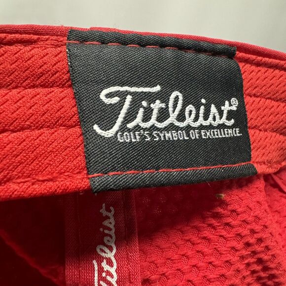 Red Titleist Hat JW Powerline Adjustable Strapback Golf Cap Wind Oil Electric - Picture 7 of 7